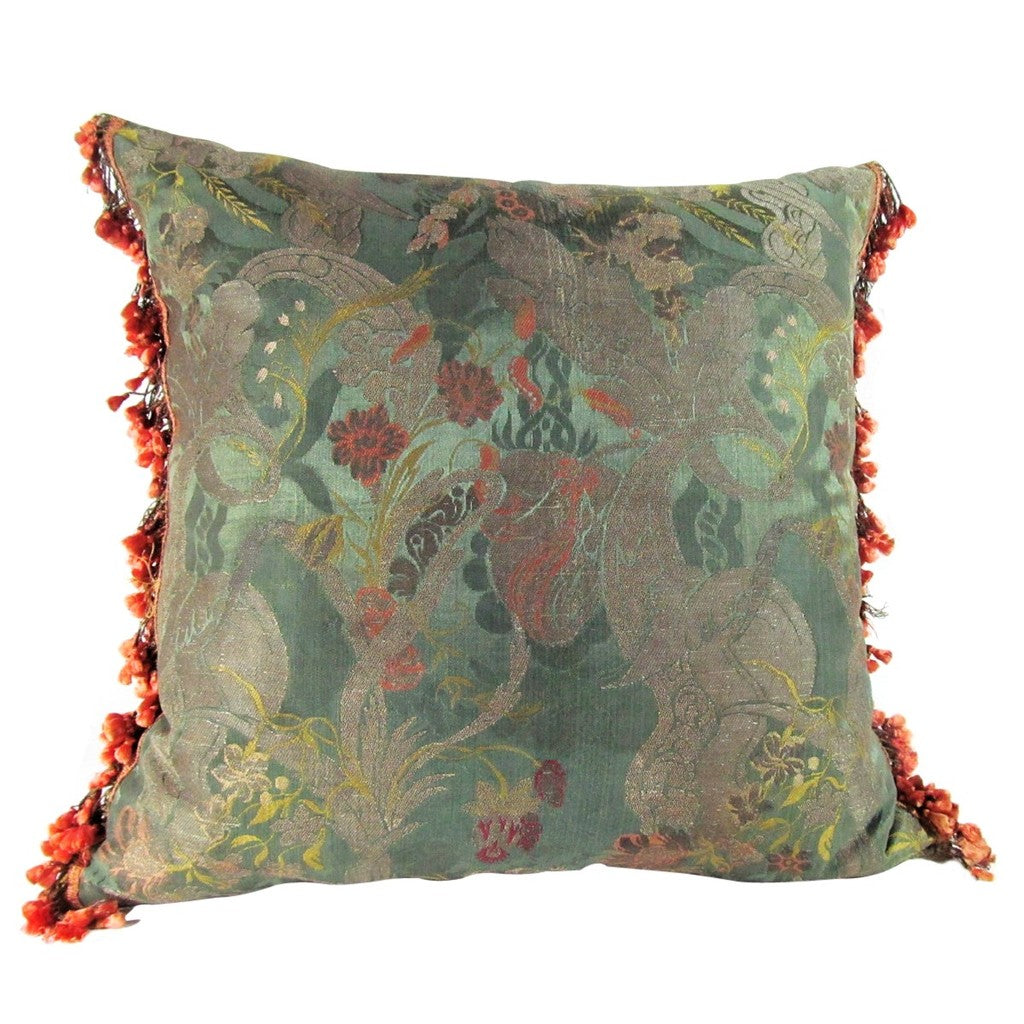French or Italian 18th Century Silk Bizarre/Brocade Pillow