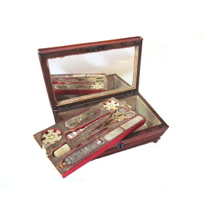 French Regency Palais Royal Regency Satinwood Sewing Box with Tools