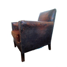 French Art Deco Petite Orphan Leather Club Chair