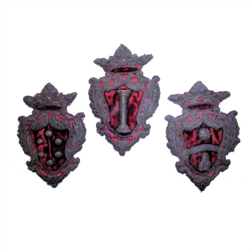Trio of Italian 19th Century Crests, Coat of Arms, Armorial