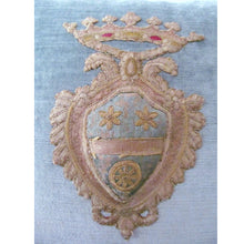 Italian 18th Century Silk Crest with Flowers and Rare Wheel