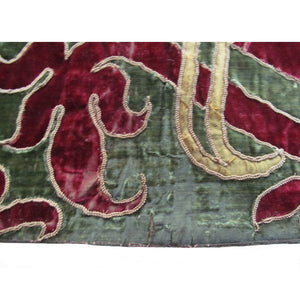 Italian, 17th Century, Appliquéd Runner of Trailing Leaves in Silk Velvet